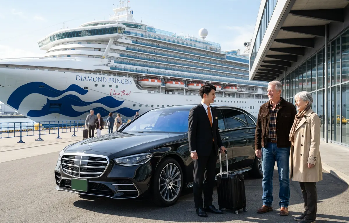 Private Tokyo transfer to and from Osanbashi Yokohama Cruise Terminal by Mercedes-Benz S-Class