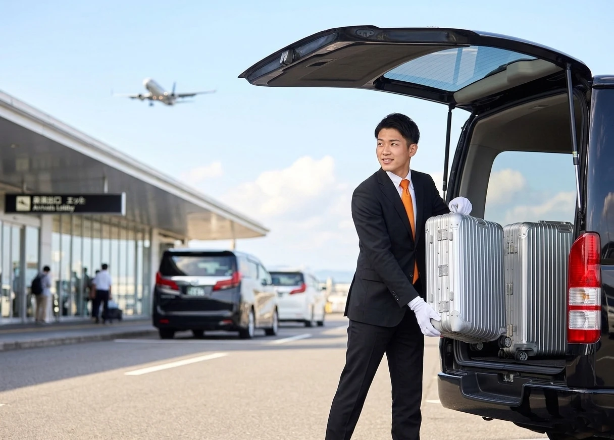 Luggage is loaded into the vehicle by your chauffeur