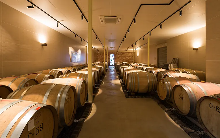 Wine Barrels at Maruki Winery