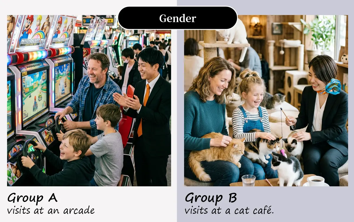 Tradition & Youth Culture: Group A tours Meiji Jingu Shrine, while Group B experiences Takeshita Street in Harajuku.