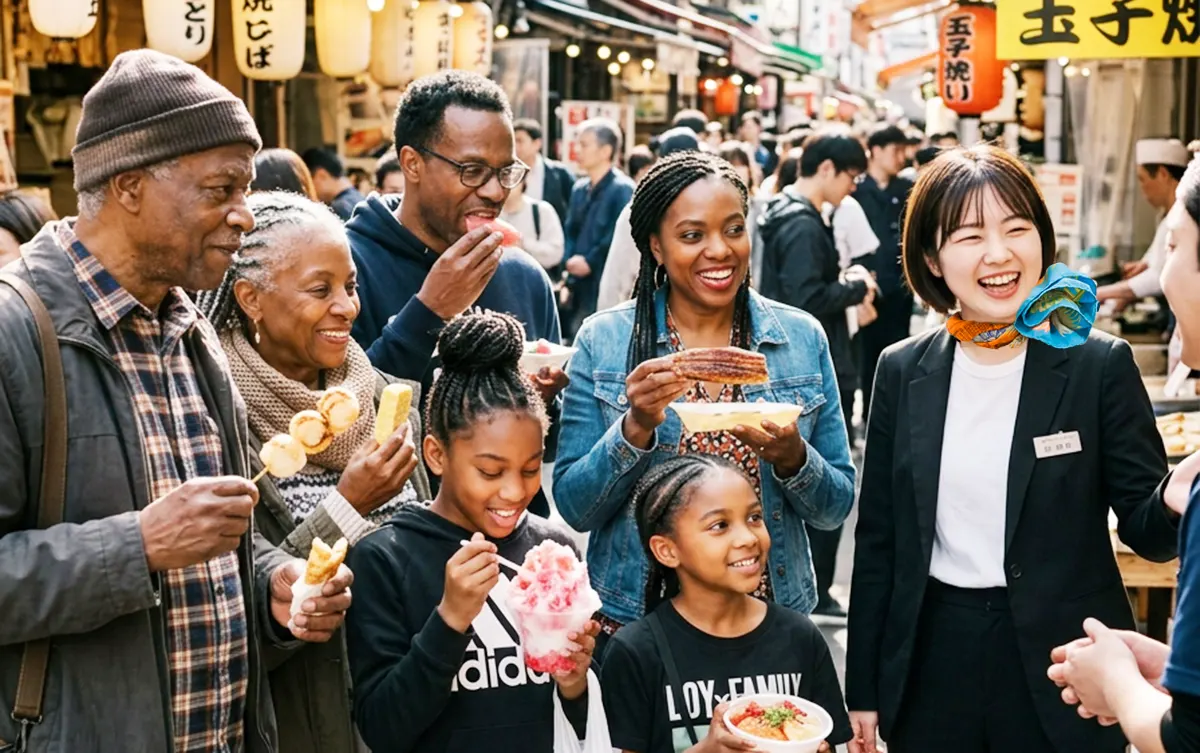 Whole family can enjoy sightseeing and try food walking around Tsukiji.