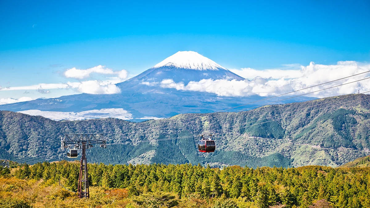 The Hakone Ropeway with Mount Fuji in the background