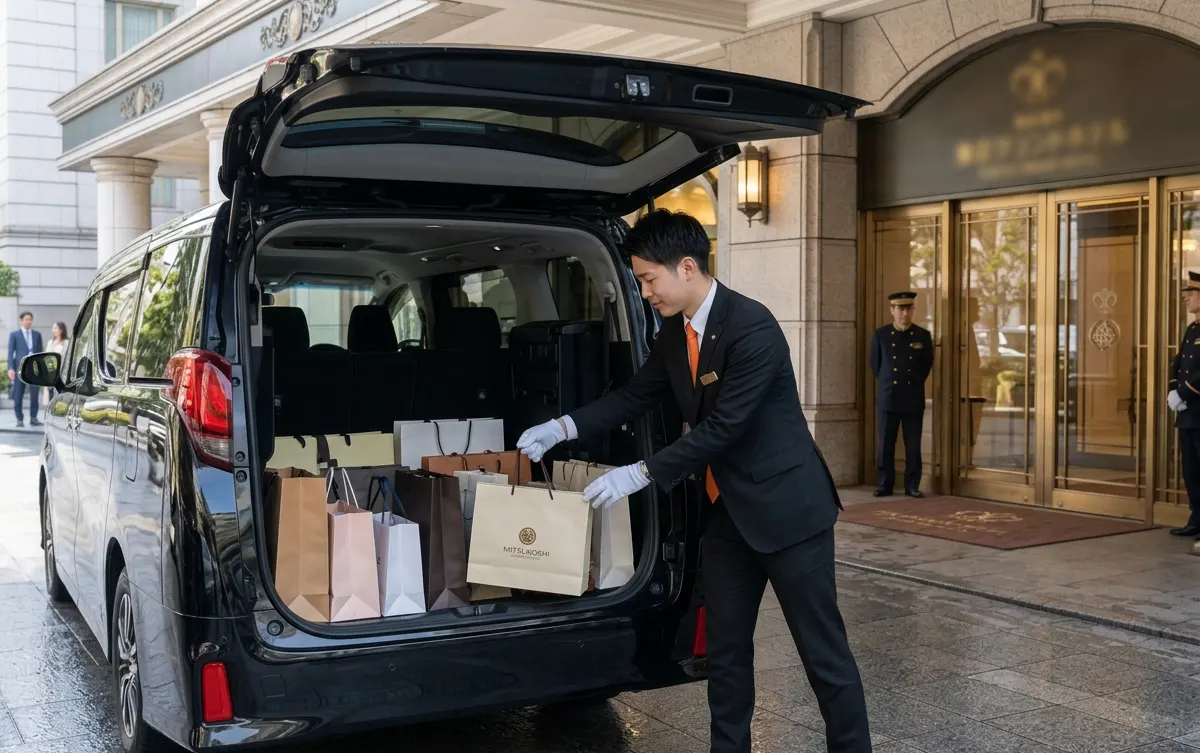 Spacious luggage area allowing guests to shop without worrying about their purchases