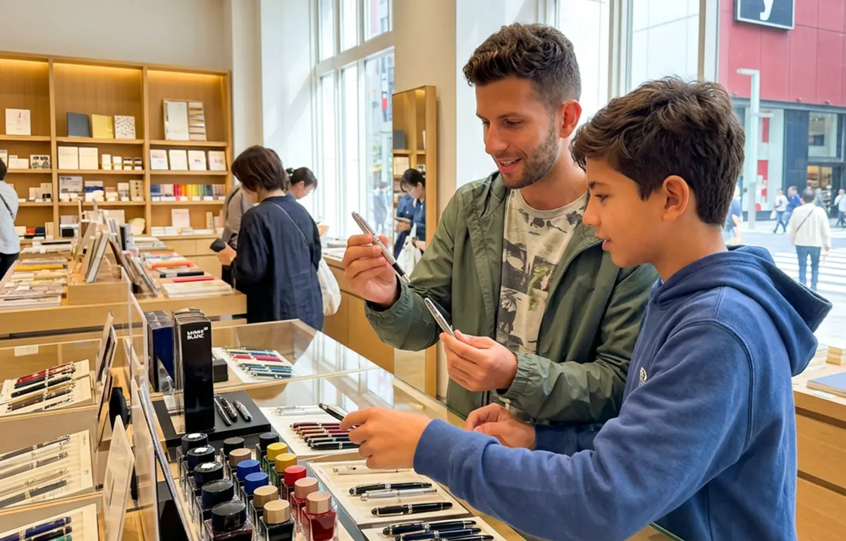 Brothers enjoying shopping in Ginza, Tokyo