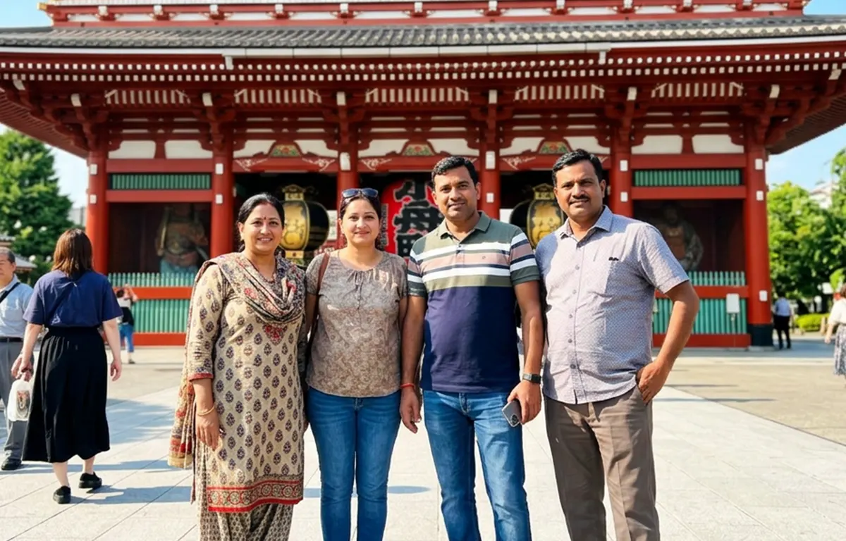 Indian travelers visiting Senso-ji Temple in Asakusa