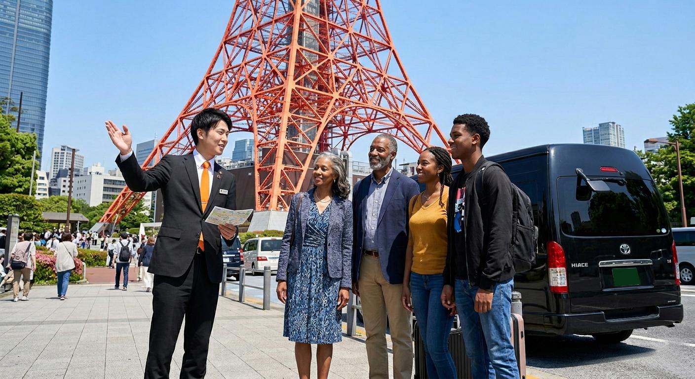レイオーバーツアーで東京タワーに訪れる