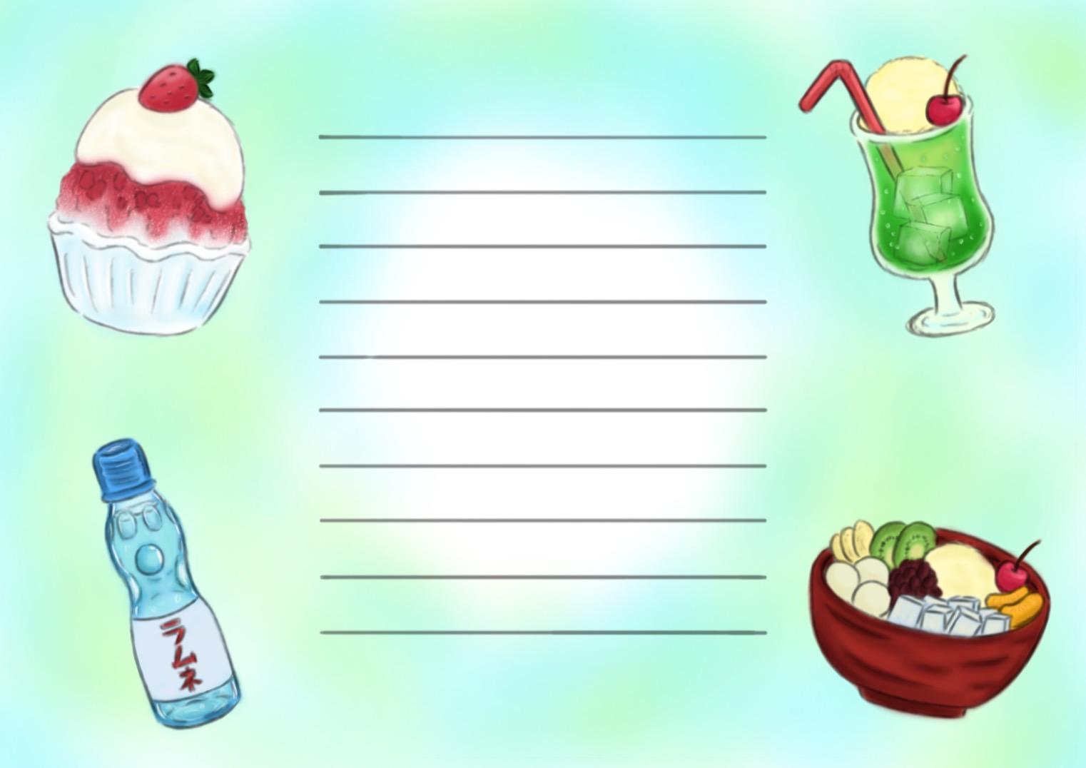 夏を彩るスイーツのイラストのメッセージカード