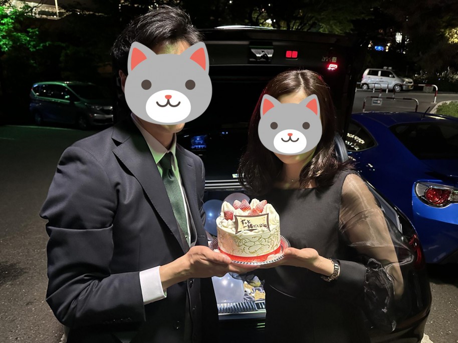 ケーキでサプライズ